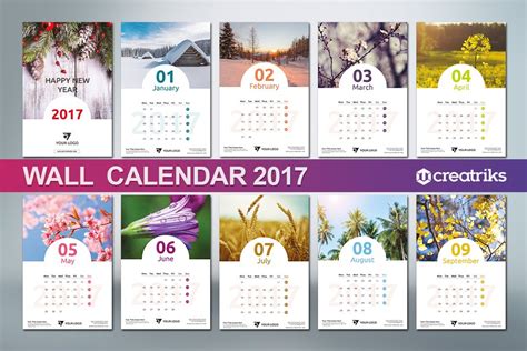 Wall Calendar 2017 V003 Creative Illustrator Templates Creative