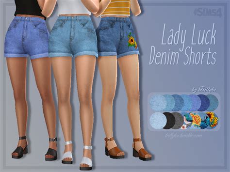 Three Women In Shorts With Sunflowers On Them And The Words Lady Luck