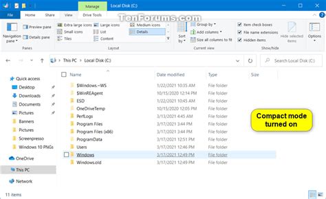 How To Turn On Or Off Use Compact Mode In File Explorer In Windows 10