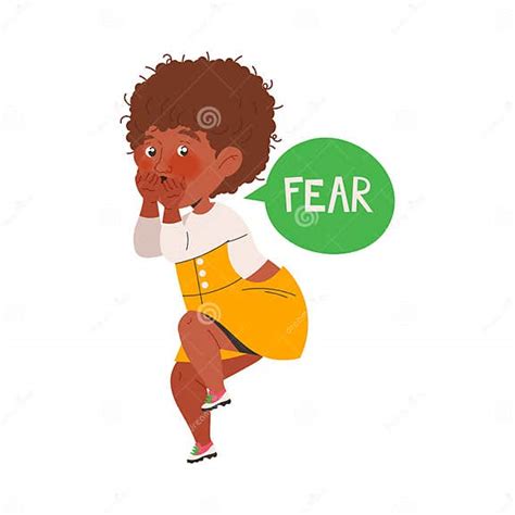 Little Girl Feeling Fear Dodging Afraid Of Something As Learning