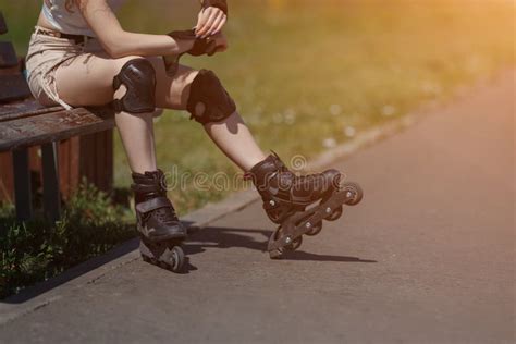 Beautiful Young Girl Roller Skating Stock Image Image Of Copy Adult