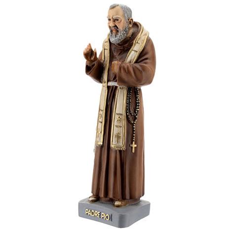 Saint Padre Pio Statue With Stole 26 Cm Colored Resin Online Sales