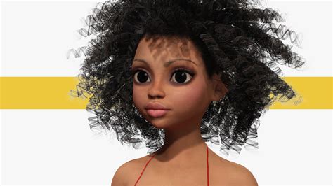 3d Model Naked African Female Cartoon Black Afro Rigged Woman Female 3d