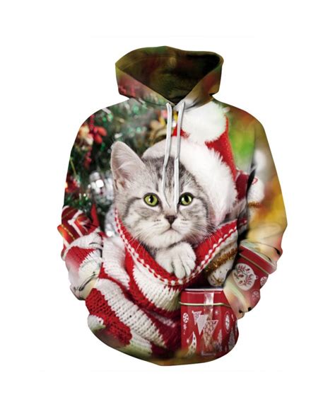 Kitten Wants Christmas Pizza Hoodies 3d Sweatshirts Men Women Hoodie
