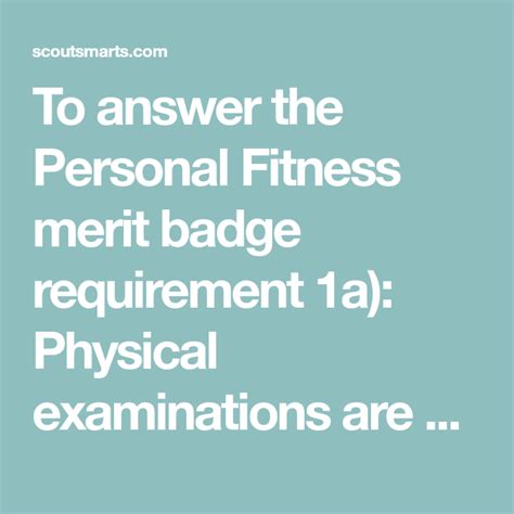 To Answer The Personal Fitness Merit Badge Requirement 1a Physical