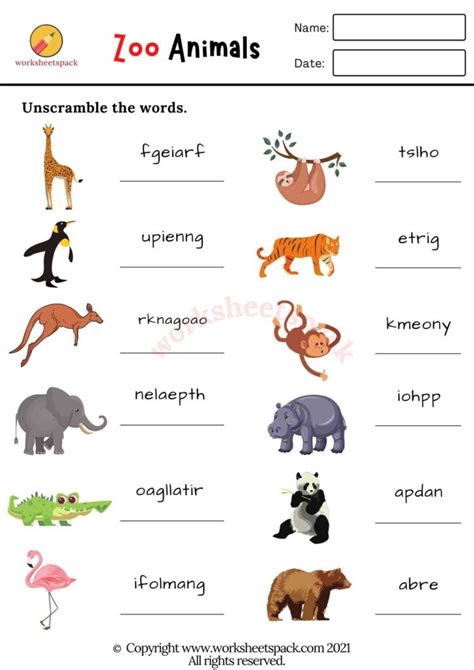 Zoo Animals Printable Worksheets And Resources Pre K