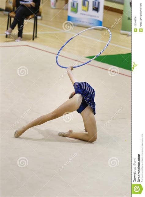 Athlete Performing Her Hoop Routine Editorial Photo Image Of Audience Hoop 102209506