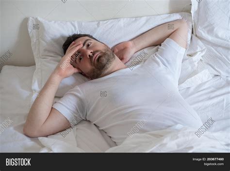 Upset Man Trying Sleep Image And Photo Free Trial Bigstock