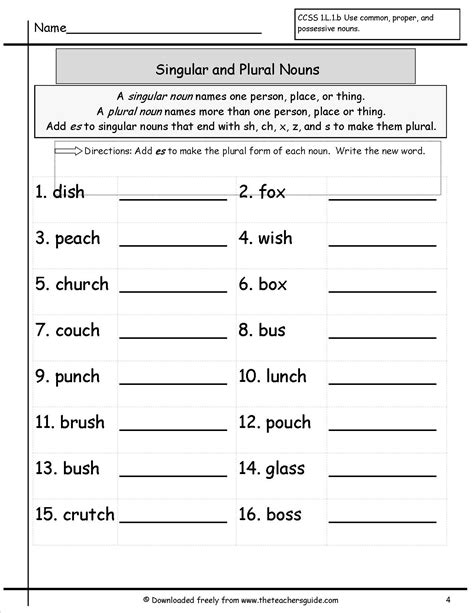 Singular And Plural Nouns Worksheets From The Teacher S Guide Nouns Worksheet Plurals