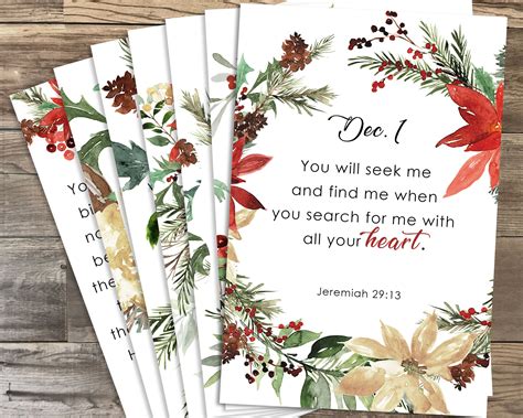 25 Advent Scripture Cards 4x6 Printable Watercolor Floral Etsy