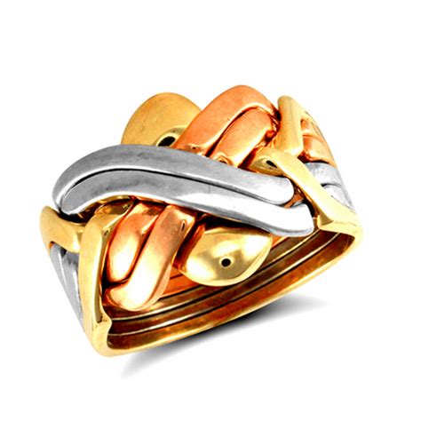 9ct Multi Colour Gold Medium 6 Piece Puzzle Ring Rings From Hillier