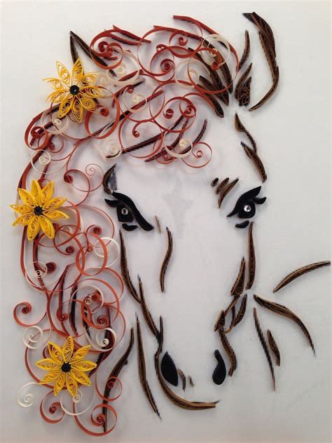 Paper Quilling Horse And Flowers Framed Art 11x14 Etsy In 2021