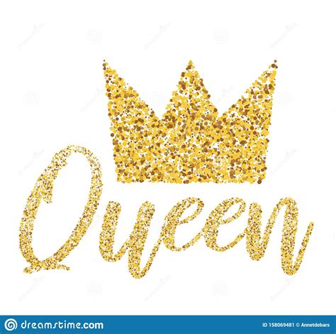 Queen S Gold Crown With Glitter Isolated On White Background Vector