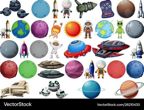 Set Different Space Objects Royalty Free Vector Image