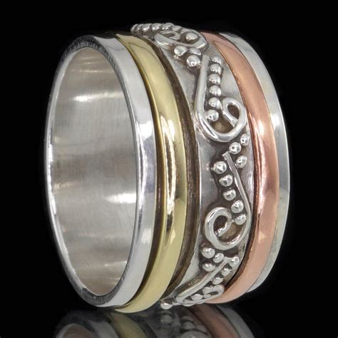 925 sterling silver granulated spin spinner ring sz 10½ (u½) men's
