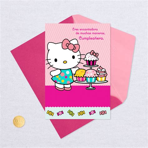 Hello Kitty Charming Girl Spanish Language Birthday Card Greeting