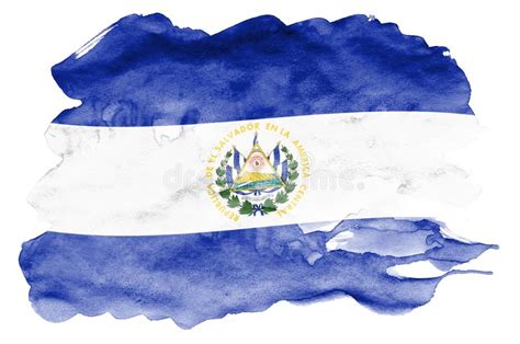 La Bandera De El Salvador Se Representa En Estilo Líquido De La Acuarela Aislada En El Fondo