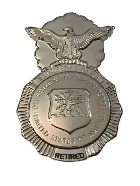 Usaf Security Police Metal Badge Full Size With 3 Prongs On Back Of