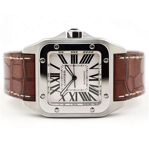 Cartier Santos 100 Large Silver Dial Watch W20073x8 For 5300 • Black