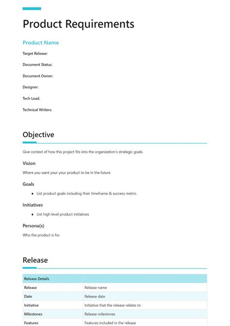 Product Requirements Document Template Word Doctemplates Photos
