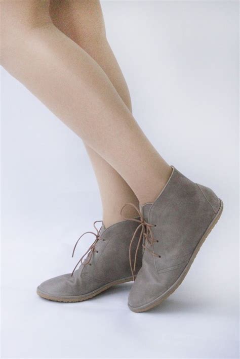 Leona In Gray Handmade Leather Flat Lace Up Ankle Boots Custom Fit