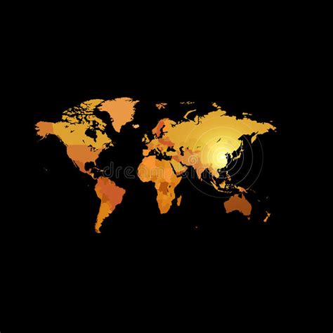 Orange Color World Map On Black Background Globe Design Backdrop