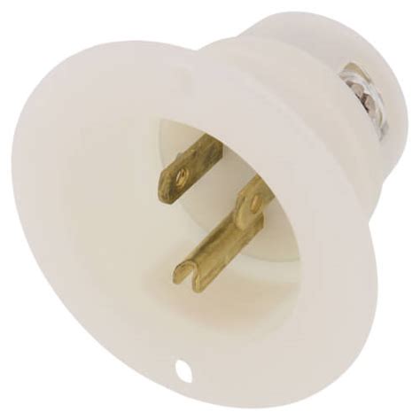 5278 c leviton 5278 c integrated power flanged inlet receptacle 5 15p 15a white 2p 125v
