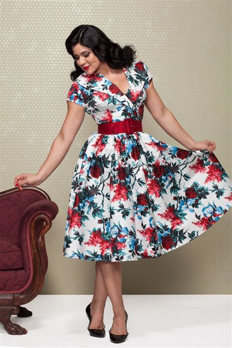 Pinup Couture Birdie Party Dress In White And Red Floral Floral Dress