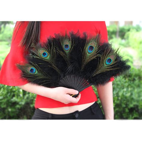 Peacock Feather Head Fans Black Marabou Feather Fans Wedding Etsy
