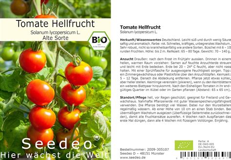 Seedeo Tomate Hellfrucht Lycopersicum L 35 Samen BIO Amazon De