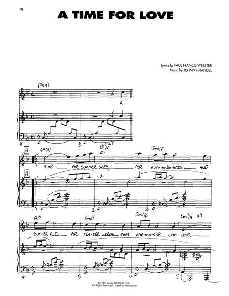 A Time For Love Piano Vocal And Guitar Chords Right Hand Melody Online