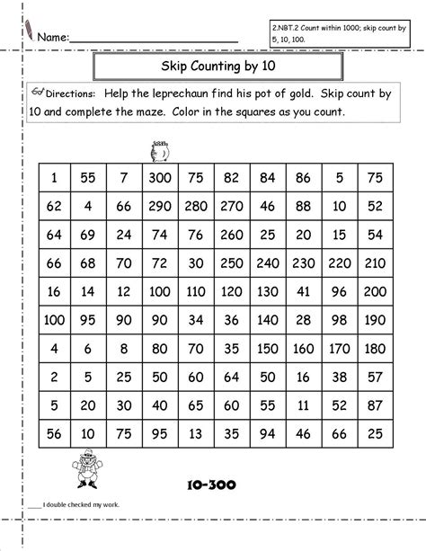 Grade 2 Math Number Practice Worksheets Skip Counting By 10 Skip
