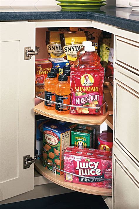 The lazy susan spice rack is a corner cabinet alternative on the market, which allows the opportunity to store pots and pans in a corner cabinet as well as spices and jars. A Segmented Lazy Susan cabinet offers the ability to store ...