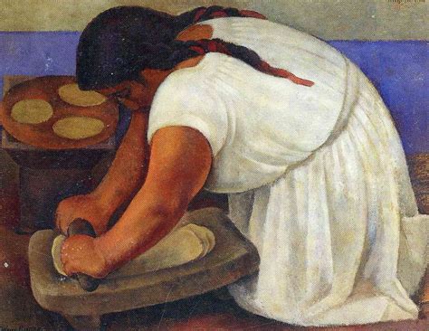 Woman Grinding Maize 1924 Diego Rivera