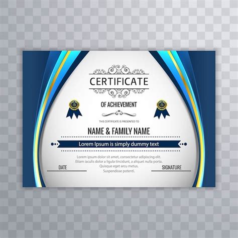 Free Vector Wavy Blue Certificate Template