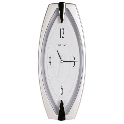 Silver Oval Wall Clock By Seiko Clock Wall Clock Contemporary Clocks