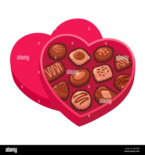 Open Heart Shaped Box Of Chocolates Valentines Day T Isolated