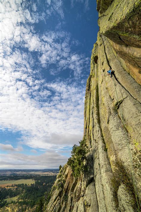 Man Rock Climbing At Devils Tower Photograph By Bennett Barthelemy Pixels