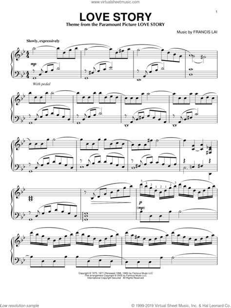 Love Story Intermediate Sheet Music For Piano Solo Pdf