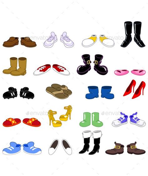 Cartoon Shoes Set Cartoon Shoes Cartoon Illustration