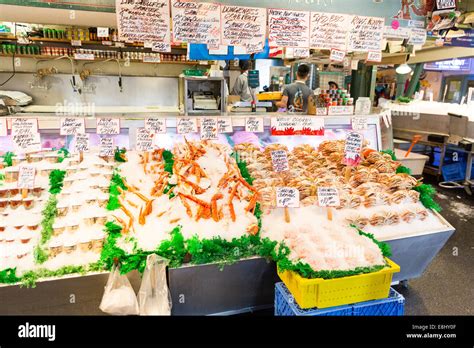 Wild caught alaskan king crabs on the display at the world famous Pike