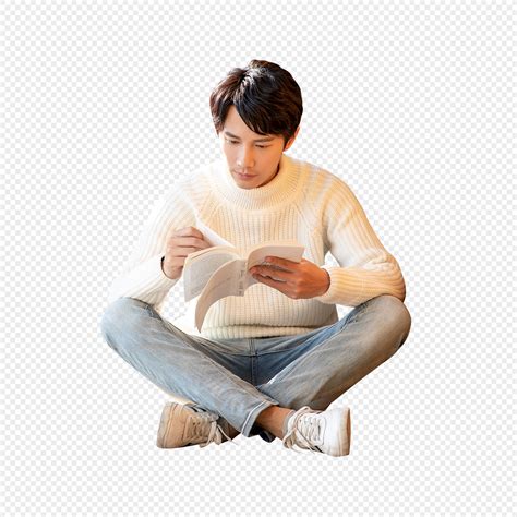 Hombre Sentado En El Suelo Leyendo Un Libro Png Imágenes Gratis Lovepik