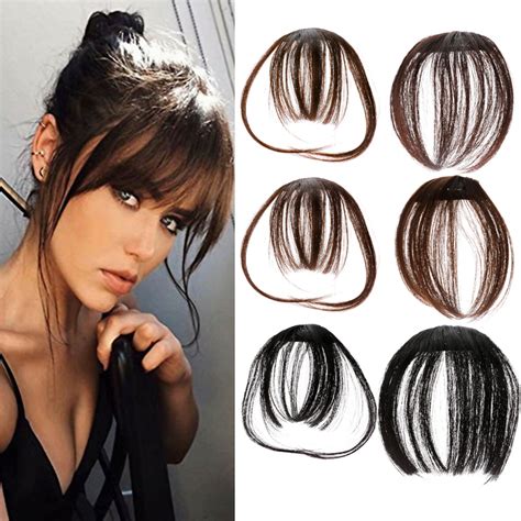 Thin Neat Air Bangs Remy Hair Extensions Clip In On Fringe Front