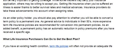 In the world of today where read our articles to find out what companies and insurance policies cater to your needs in the best. Life Insurance and Your Health Article Sample | Ozio Media