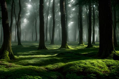 Premium Ai Image A Landscape Of An Enchanted Forest Where Trees Come