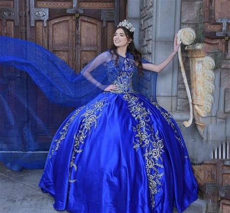 Princess Royal Blue Quinceanera Dress 2024 Gold Lace Appliques Crystal