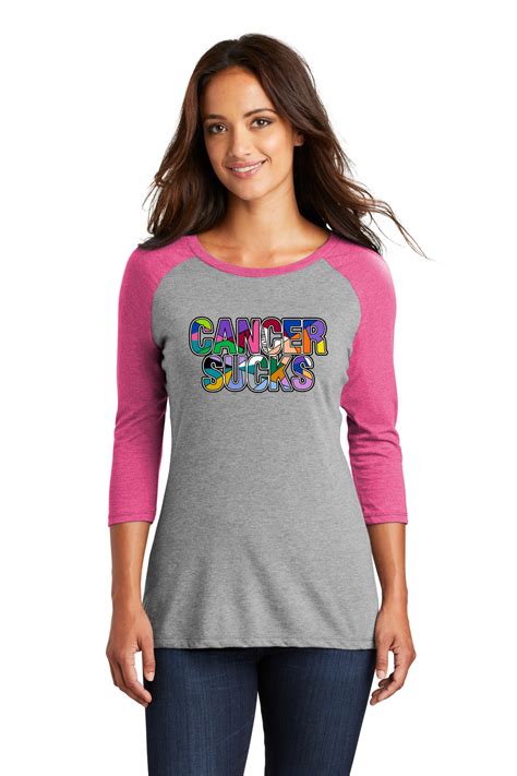 Multicolored Cancer Sucks Ladies Raglan Shirt Choose Hope