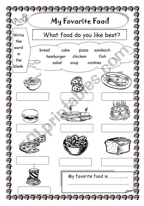 Favorite Food Worksheet