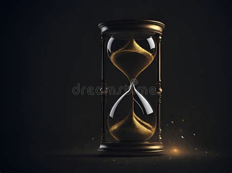 Golden Hourglass Illustration Dark Background Time Concept Ai
