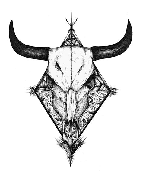 Bullskull Sticker By Terexm22 White 3x3 Cow Skull Tattoos Bull
